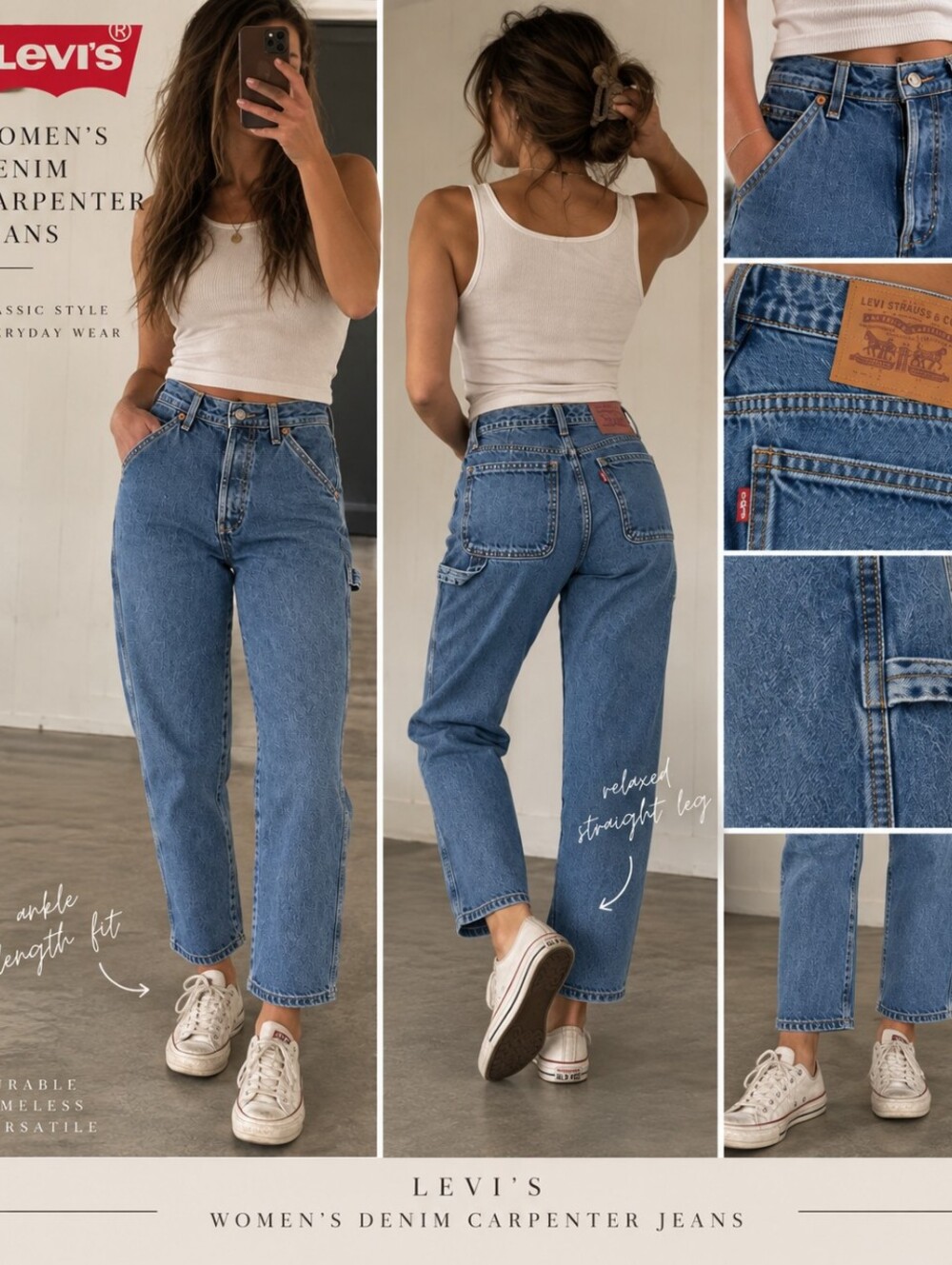 Women's Blue Denim Carpenter Jeans